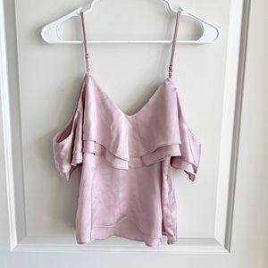 Forever 21 Dusty Pink Satin Cold Shoulder Top | S